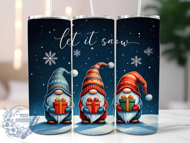 Let It Snow Gnome, Christmas Gnome Tumbler, 20oz Wrap, Sublimation Design, Digital Download, Snowflake PNG, Holiday Decor Sublimation ToriDesigns 