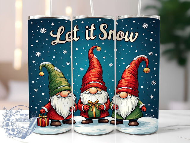 Let It Snow Gnome, Christmas Gnome Tumbler, 20oz Wrap, Sublimation Design, Digital Download, Snowflake PNG, Holiday Decor Sublimation ToriDesigns 