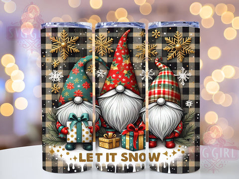Let It Snow Gnome Tumbler, Christmas Gnomes Wrap, 20oz Sublimation Design, Digital Download, Holiday Gnome Print, Winter Decor, Cute Gnome Tumbler Sublimation SvggirlplusArt 