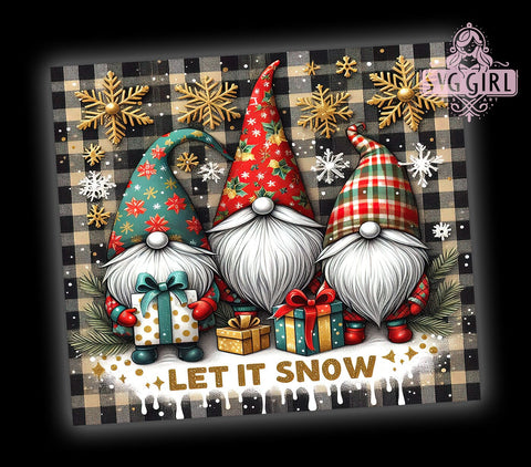 Let It Snow Gnome Tumbler, Christmas Gnomes Wrap, 20oz Sublimation Design, Digital Download, Holiday Gnome Print, Winter Decor, Cute Gnome Tumbler Sublimation SvggirlplusArt 