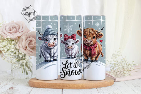 Let It Snow Highland Cow 20oz Tumbler Sublimation sassyprint 