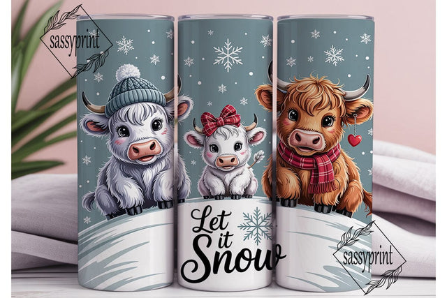 Let It Snow Highland Cow 20oz Tumbler Sublimation sassyprint 
