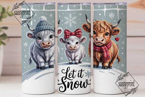 Let It Snow Highland Cow 20oz Tumbler Sublimation sassyprint 