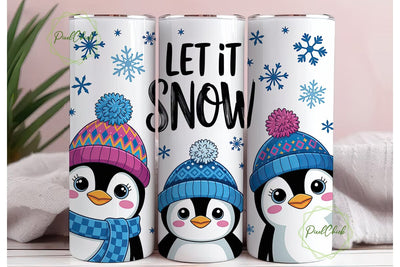Let It Snow Penguin Friends Tumbler Wrap Sublimation PixelChick 
