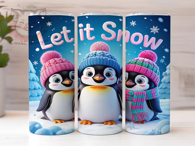 Let It Snow Penguin Tumbler, Penguin Christmas, Holiday Animal, Winter Wrap, Festive Tumbler, 20oz Tumbler, Sublimation Print Sublimation Lara' s Designs 