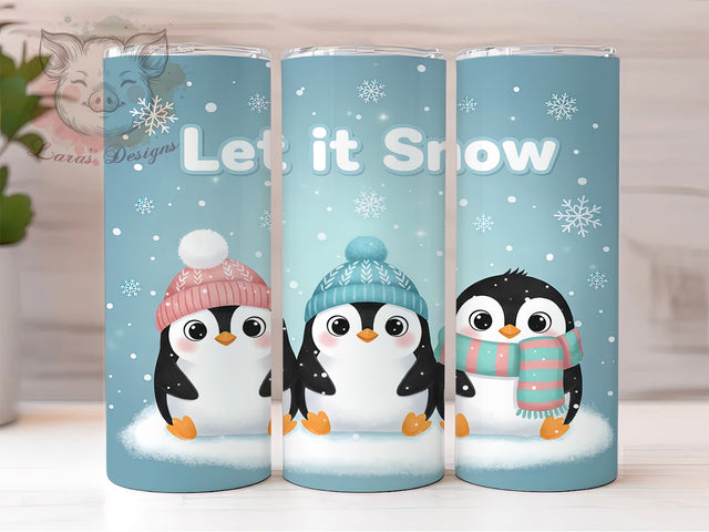 Let It Snow Penguin Tumbler, Penguin Christmas, Holiday Animal, Winter Wrap, Festive Tumbler, 20oz Tumbler, Sublimation Print Sublimation Lara' s Designs 