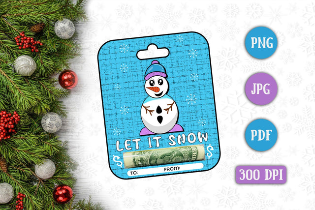 Let It Snow PNG Christmas Money Card Sublimation CraftLabSVG 