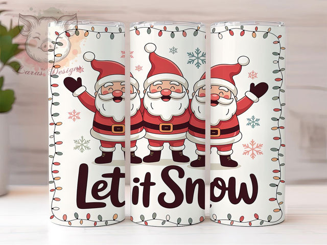 Let It Snow Santa Tumbler, Santa Claus Wrap, Holiday Drinkware, Sublimation Cup, 20oz Skinny Tumbler, Festive Pattern, Christmas Design Sublimation Lara' s Designs 