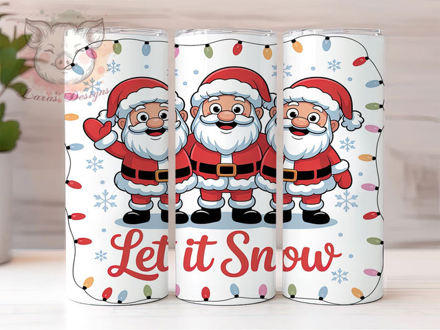 Let It Snow Santa Tumbler, Santa Claus Wrap, Holiday Drinkware, Sublimation Cup, 20oz Skinny Tumbler, Festive Pattern, Christmas Design Sublimation Lara' s Designs 