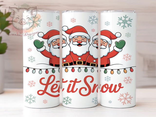 Let It Snow Santa Tumbler, Santa Claus Wrap, Holiday Drinkware, Sublimation Cup, 20oz Skinny Tumbler, Festive Pattern, Christmas Design Sublimation Lara' s Designs 