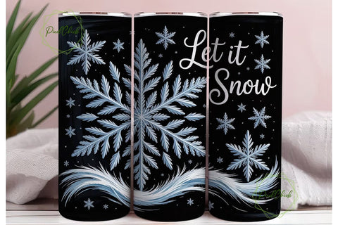 Let It Snow Snowflake 20oz Tumbler Wrap Sublimation PixelChick 