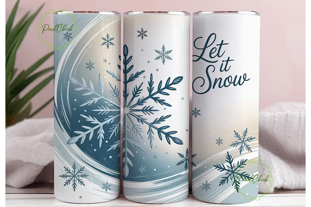 Let It Snow Snowflake 20oz Tumbler Wrap Sublimation PixelChick 