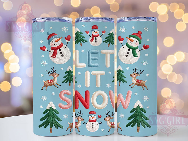 Let It Snow Snowman Christmas Tumbler, Christmas Sweater Sublimation Design, Festive Holiday Cup Art, 20oz Xmas Tumbler, Whimsical Snowman Mug, Stylish Christmas Cup, Cozy Winter Wrap Sublimation SvggirlplusArt 