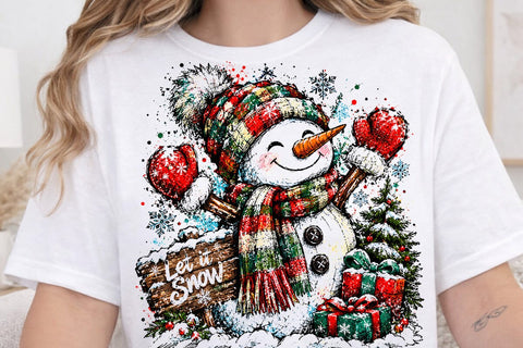 Let It Snow Snowman Sublimation Design SVG DesignDestine 
