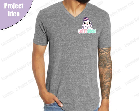 Let It Snow Snowman SVG, Kawaii, PNG, JPEG, Clipart, Sublimation, Top Hat Snowman, Cute Winter Decor SVG Lavender Paper Cut 