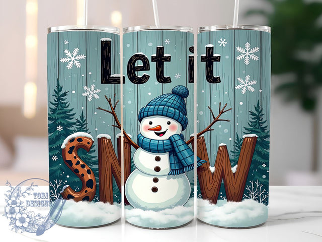 Let It Snow, Snowman Tumbler, Winter Decor, 20oz Tumbler Wrap, Sublimation Design, Christmas Gift, Digital Download Sublimation ToriDesigns 