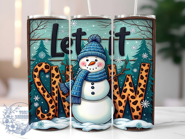 Let It Snow, Snowman Tumbler, Winter Decor, 20oz Tumbler Wrap, Sublimation Design, Christmas Gift, Digital Download Sublimation ToriDesigns 