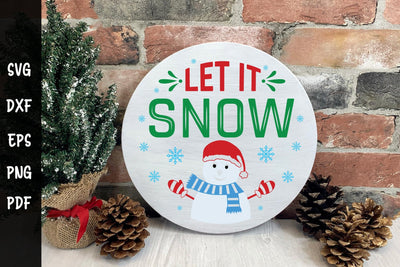 Let It Snow SVG Christmas Round Sign SVG CraftLabSVG 