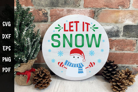 Let It Snow SVG Christmas Round Sign SVG CraftLabSVG 