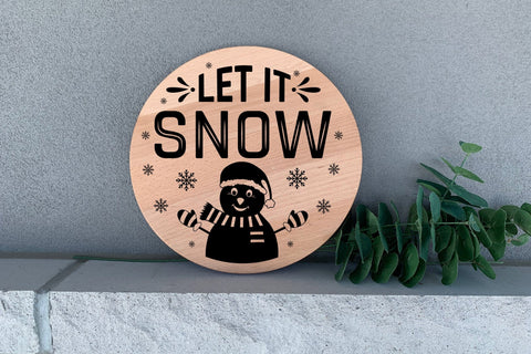 Let It Snow SVG Christmas Round Sign SVG CraftLabSVG 