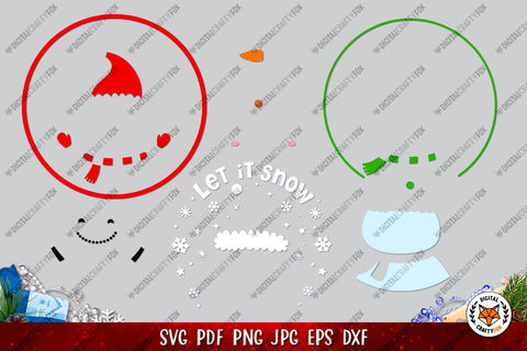 Let It Snow SVG, Christmas Snowman SVG, Round Sign SVG SVG Digital Craftyfox 