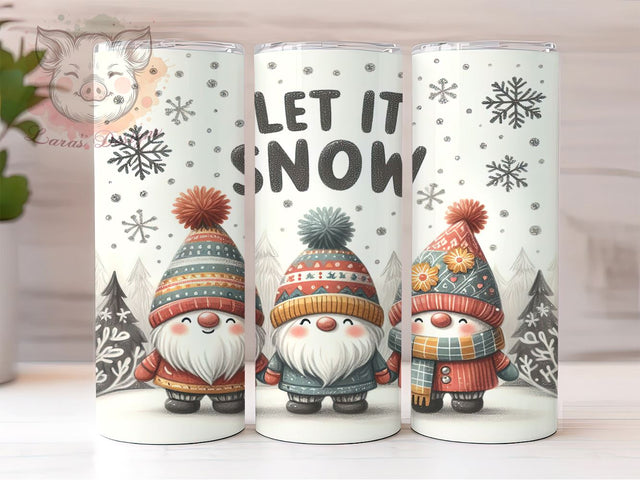Let It Snow Tumbler, Gnome Tumbler Wrap, Christmas Gnome Design, 20oz Tumbler, Winter Sublimation, Snowflake Tumbler, Digital Tumbler Wrap Sublimation Lara' s Designs 