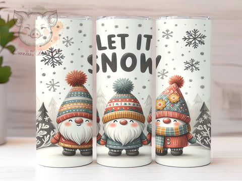 Let It Snow Tumbler, Gnome Tumbler Wrap, Christmas Gnome Design, 20oz Tumbler, Winter Sublimation, Snowflake Tumbler, Digital Tumbler Wrap Sublimation Lara' s Designs 