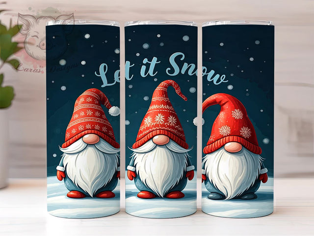 Let It Snow Tumbler, Gnome Tumbler Wrap, Christmas Gnome Design, 20oz Tumbler, Winter Sublimation, Snowflake Tumbler, Digital Tumbler Wrap Sublimation Lara' s Designs 