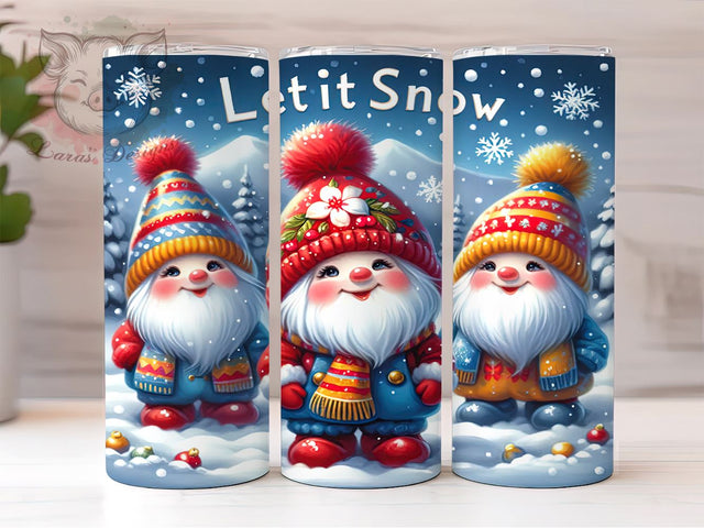 Let It Snow Tumbler, Gnome Tumbler Wrap, Christmas Gnome Design, 20oz Tumbler, Winter Sublimation, Snowflake Tumbler, Digital Tumbler Wrap Sublimation Lara' s Designs 