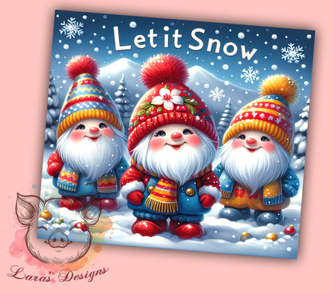 Let It Snow Tumbler, Gnome Tumbler Wrap, Christmas Gnome Design, 20oz Tumbler, Winter Sublimation, Snowflake Tumbler, Digital Tumbler Wrap Sublimation Lara' s Designs 