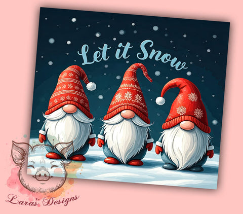 Let It Snow Tumbler, Gnome Tumbler Wrap, Christmas Gnome Design, 20oz Tumbler, Winter Sublimation, Snowflake Tumbler, Digital Tumbler Wrap Sublimation Lara' s Designs 