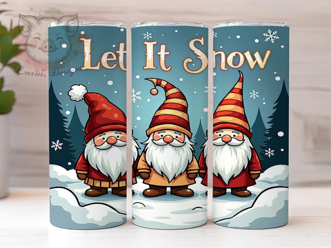 Let It Snow Tumbler, Gnome Tumbler Wrap, Christmas Gnome Design, 20oz Tumbler, Winter Sublimation, Snowflake Tumbler, Digital Tumbler Wrap Sublimation Lara' s Designs 