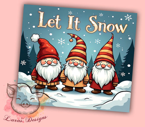 Let It Snow Tumbler, Gnome Tumbler Wrap, Christmas Gnome Design, 20oz Tumbler, Winter Sublimation, Snowflake Tumbler, Digital Tumbler Wrap Sublimation Lara' s Designs 