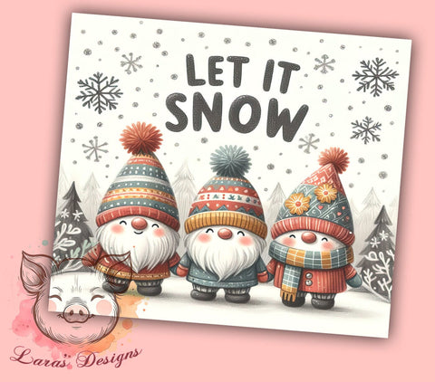 Let It Snow Tumbler, Gnome Tumbler Wrap, Christmas Gnome Design, 20oz Tumbler, Winter Sublimation, Snowflake Tumbler, Digital Tumbler Wrap Sublimation Lara' s Designs 