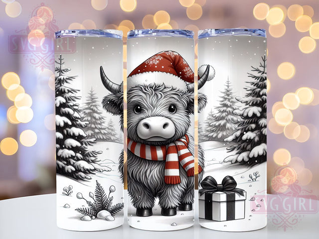 Let It Snow Tumbler, Highland Cow Christmas, Snowflake Tumbler Wrap, 20oz Sublimation Design, Winter Drinkware, Holiday Cow Gift, Cute Christmas Decor Sublimation SvggirlplusArt 