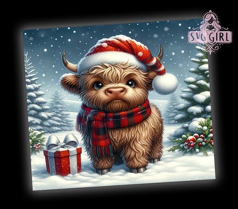 Let It Snow Tumbler, Highland Cow Christmas, Snowflake Tumbler Wrap, 20oz Sublimation Design, Winter Drinkware, Holiday Cow Gift, Cute Christmas Decor Sublimation SvggirlplusArt 