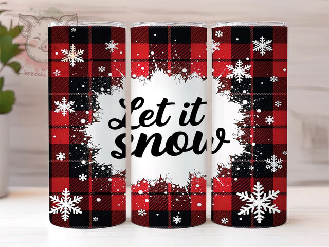 Let It Snow Tumbler Wrap, Buffalo Plaid Design, Christmas Tumbler Wrap, 20oz Sublimation Wrap, Holiday Drinkware, Digital Download Tumbler, Red Plaid Christmas Art Sublimation Lara' s Designs 