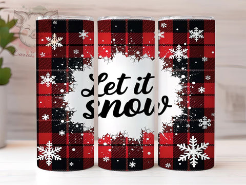 Let It Snow Tumbler Wrap, Buffalo Plaid Design, Christmas Tumbler Wrap, 20oz Sublimation Wrap, Holiday Drinkware, Digital Download Tumbler, Red Plaid Christmas Art Sublimation Lara' s Designs 