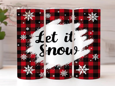 Let It Snow Tumbler Wrap, Buffalo Plaid Design, Christmas Tumbler Wrap, 20oz Sublimation Wrap, Holiday Drinkware, Digital Download Tumbler, Red Plaid Christmas Art Sublimation Lara' s Designs 
