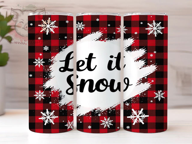 Let It Snow Tumbler Wrap, Buffalo Plaid Design, Christmas Tumbler Wrap, 20oz Sublimation Wrap, Holiday Drinkware, Digital Download Tumbler, Red Plaid Christmas Art Sublimation Lara' s Designs 