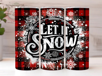 Let It Snow Tumbler Wrap, Buffalo Plaid Design, Christmas Tumbler Wrap, 20oz Sublimation Wrap, Holiday Drinkware, Digital Download Tumbler, Red Plaid Christmas Art Sublimation Lara' s Designs 