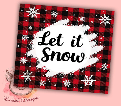 Let It Snow Tumbler Wrap, Buffalo Plaid Design, Christmas Tumbler Wrap, 20oz Sublimation Wrap, Holiday Drinkware, Digital Download Tumbler, Red Plaid Christmas Art Sublimation Lara' s Designs 
