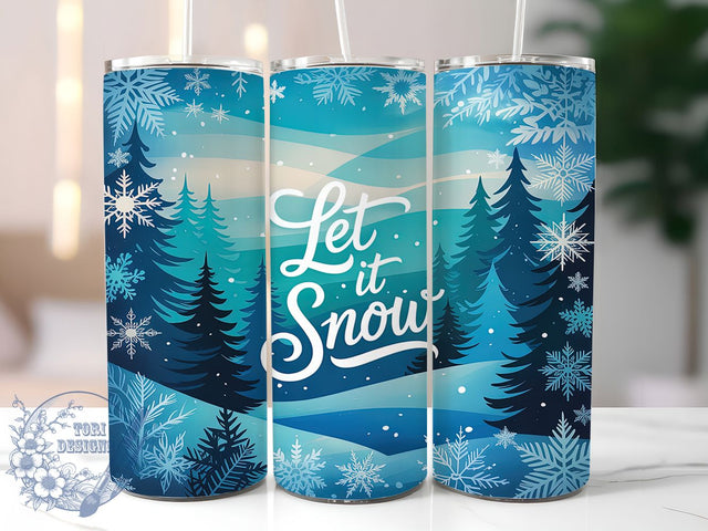 Let It Snow Winter Christmas Tumbler, Winter Christmas Wrap, 20oz Tumbler Sublimation, Festive Holiday Snowflake Design, Cozy Winter Sublimation, Frosty Christmas Tumbler, Seasonal Holiday Wrap Sublimation ToriDesigns 