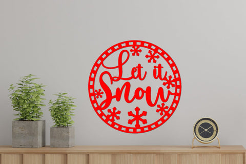 Let it snow, winter round sign, Cake topper, Coaster SVG zafrans studio 