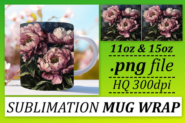 Let Oil Painted Flowers Enchant Your Sublimation Mug - 11oz & 15oz Wrap Sublimation afrosvg 