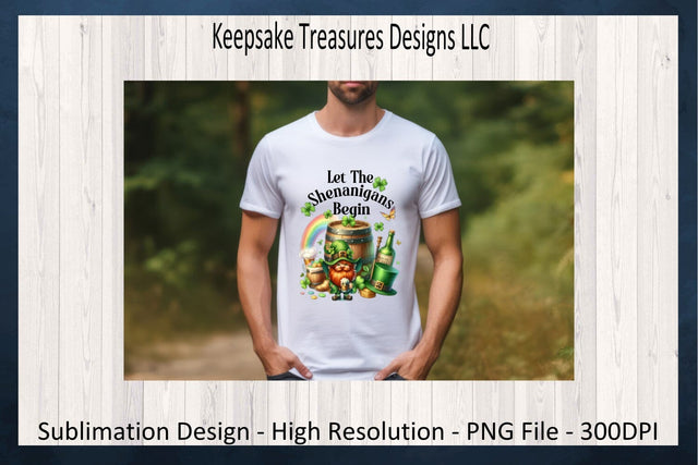 Let The Shenanigans Begin, St. Patrick's Day Gnome, Sublimation PNG, Happy St. Patrick's Day, St. Patty's Irish Tees, Digital Download Sublimation Keepsake Treasures Designs LLC. 