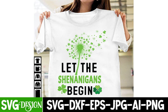 Let The Shenanigans Begin SVG Design,Let The Shenanigans Begin Sublimation PNG,St.Patrick's Day SVG Design,Happy St.Patrick's Day SVG ,Clover SVG,Shamrock SVG Design SVG BlackCatsMedia 