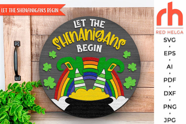 Let the Shenanigans Begin SVG, St. Patrick's Day Door Sign Cut File SVG RedHelgaArt 