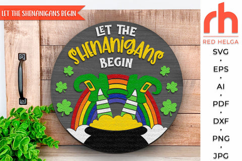Let the Shenanigans Begin SVG, St. Patrick's Day Door Sign Cut File SVG RedHelgaArt 