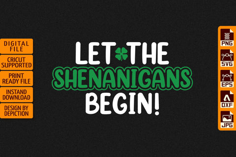 Let The Shenanigans Begin T-Shirt, Saint Patrick's Day Shirt, Shamrock Shirt, St.Patrick's Day ShirtPrint Template Sketch DESIGN Depiction Studio 